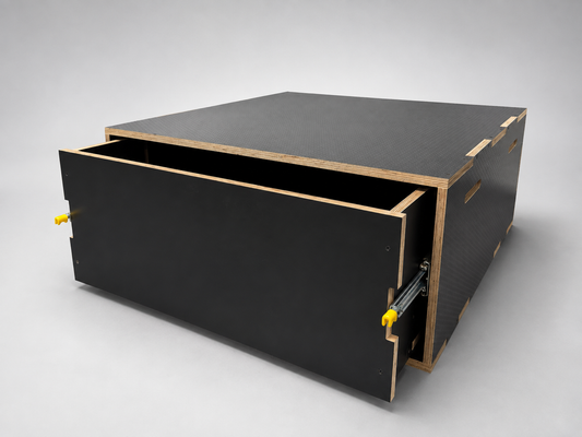 Custom made heavy duty van storage drawer with locking runners