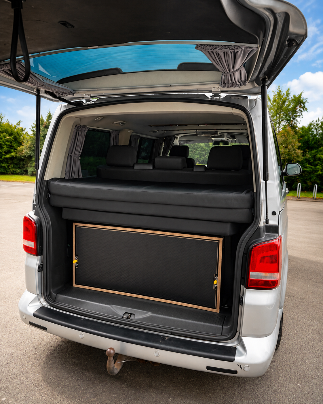Custom storage drawer fitted in a VW Transporter Caravelle